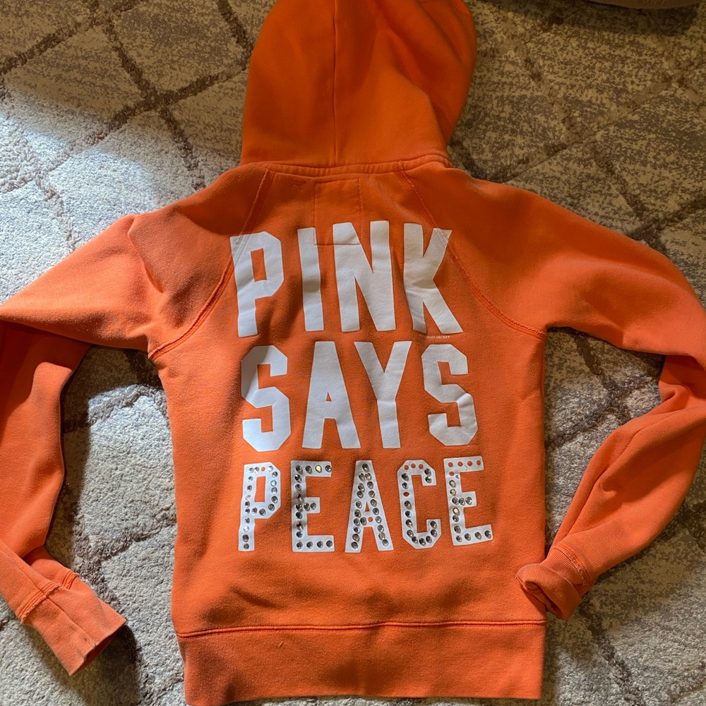 Victoria Secret Pink - Orange zip up hoodie